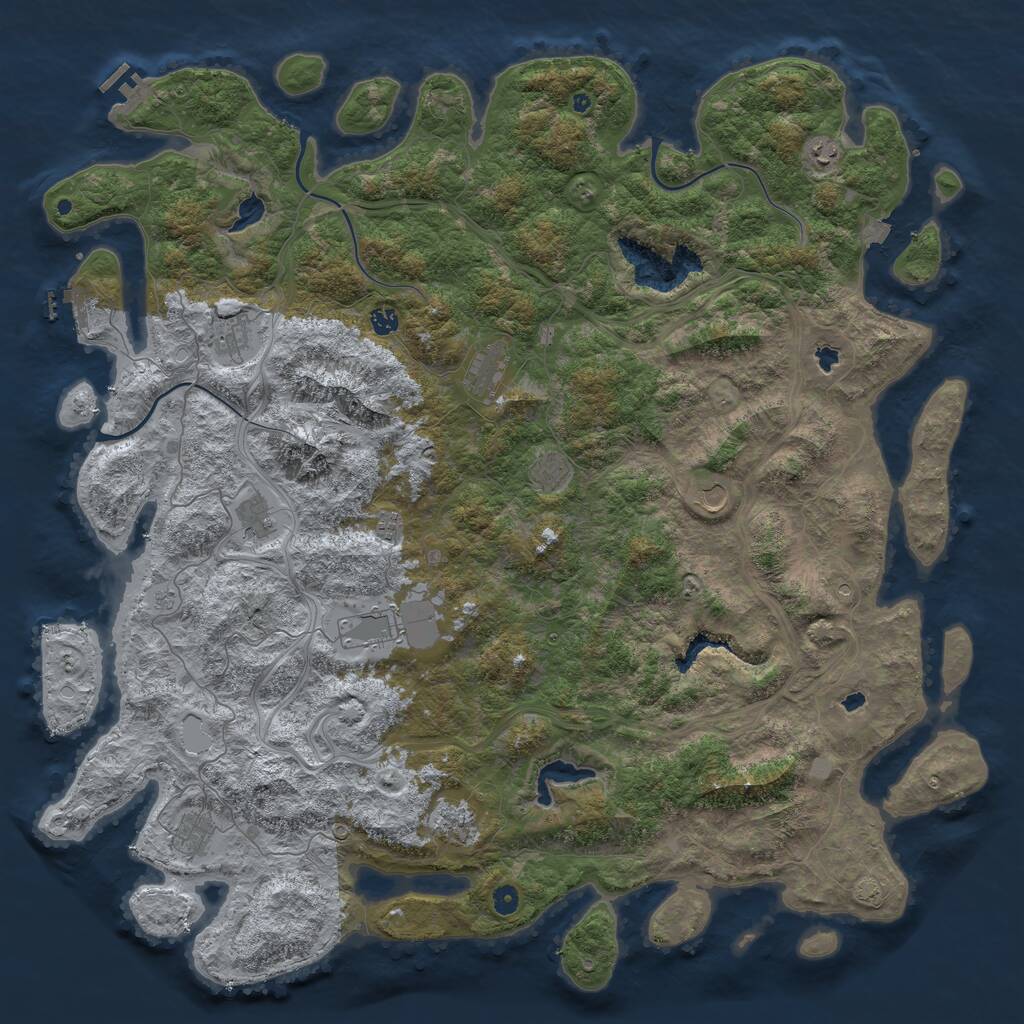 Rust Map: Procedural Map, Size: 5500, Seed: 986531, 17 Monuments