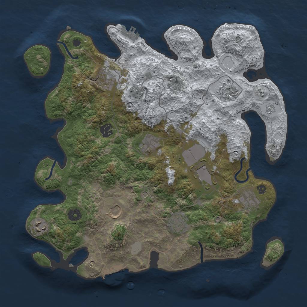 Rust Map: Procedural Map, Size: 3500, Seed: 5041999, 19 Monuments
