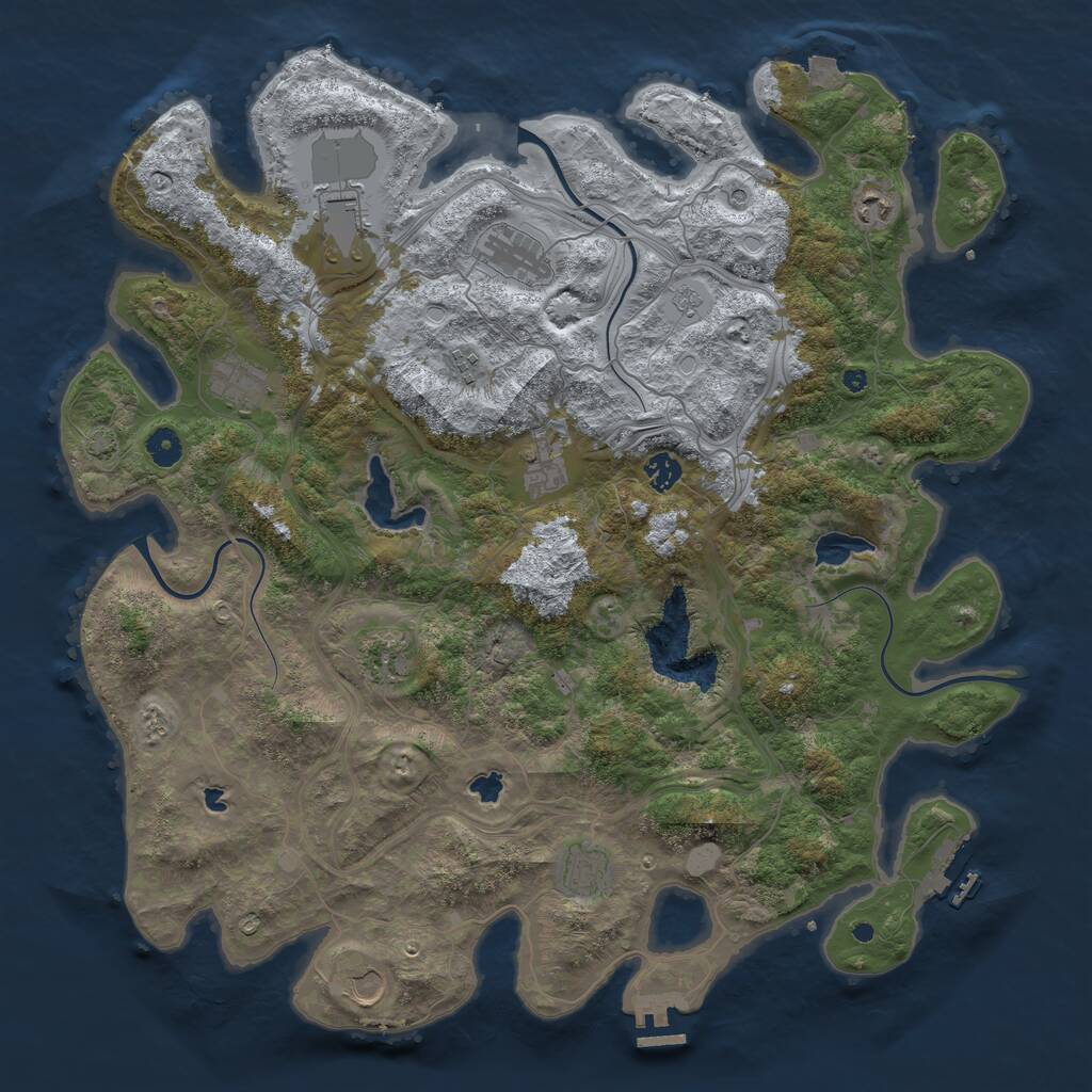 Rust Map: Procedural Map, Size: 4500, Seed: 946525, 16 Monuments
