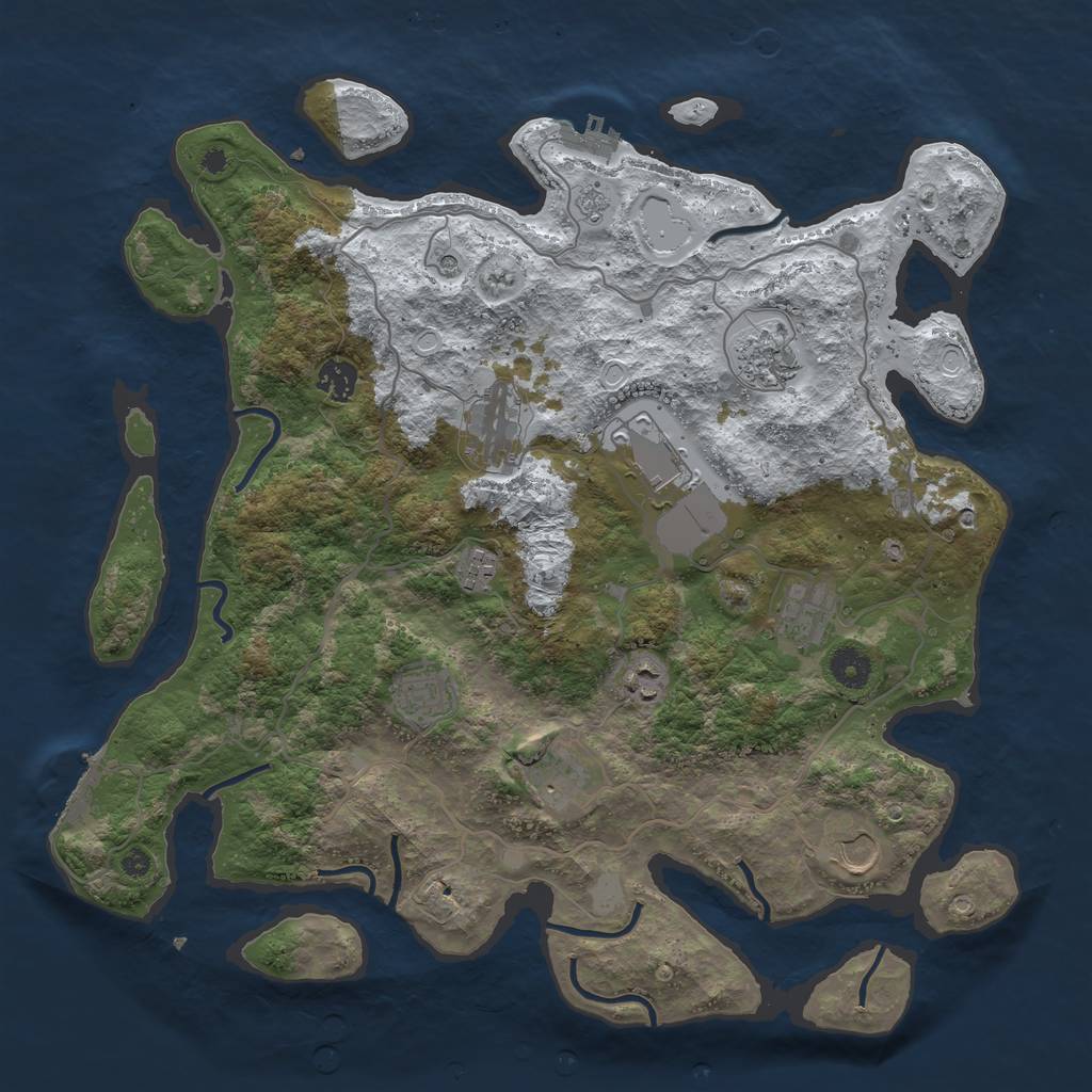 Rust Map: Procedural Map, Size: 4000, Seed: 812739, 19 Monuments