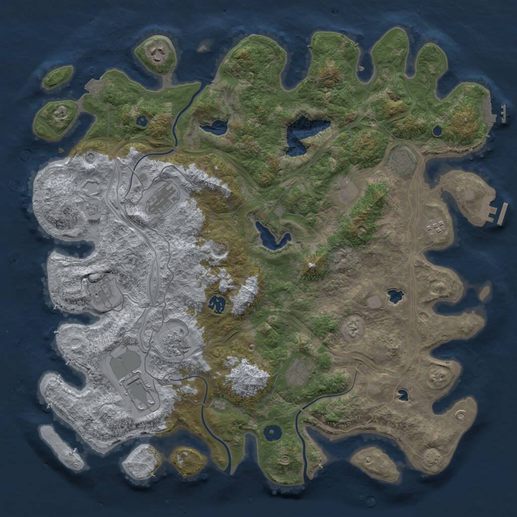 Rust Map: Procedural Map, Size: 4500, Seed: 217689290, 16 Monuments