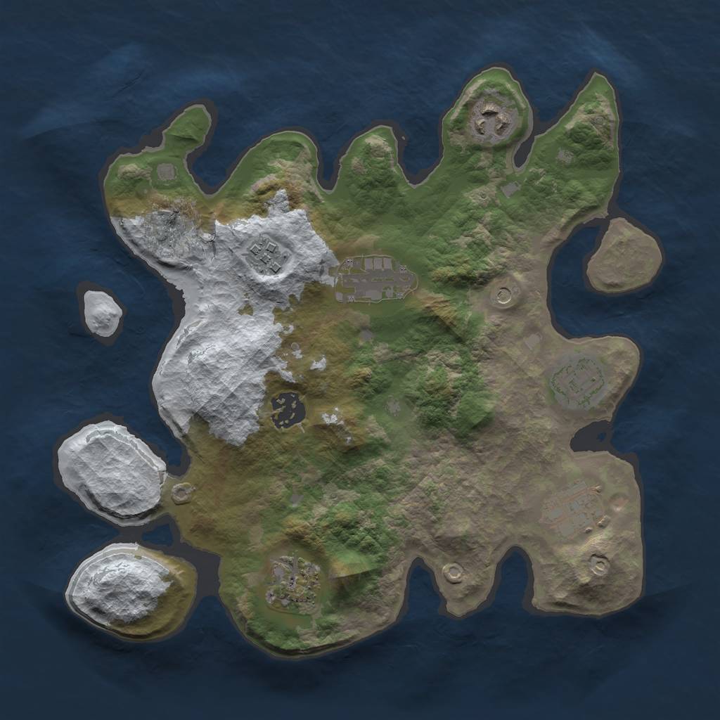 Rust Map: Barren, Size: 3000, Seed: 12345, 10 Monuments