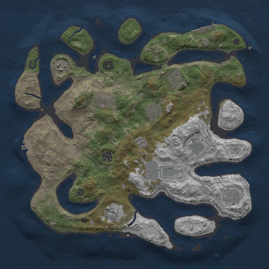 Rust Map: Procedural Map, Size: 3800, Seed: 1118421749, 18 Monuments