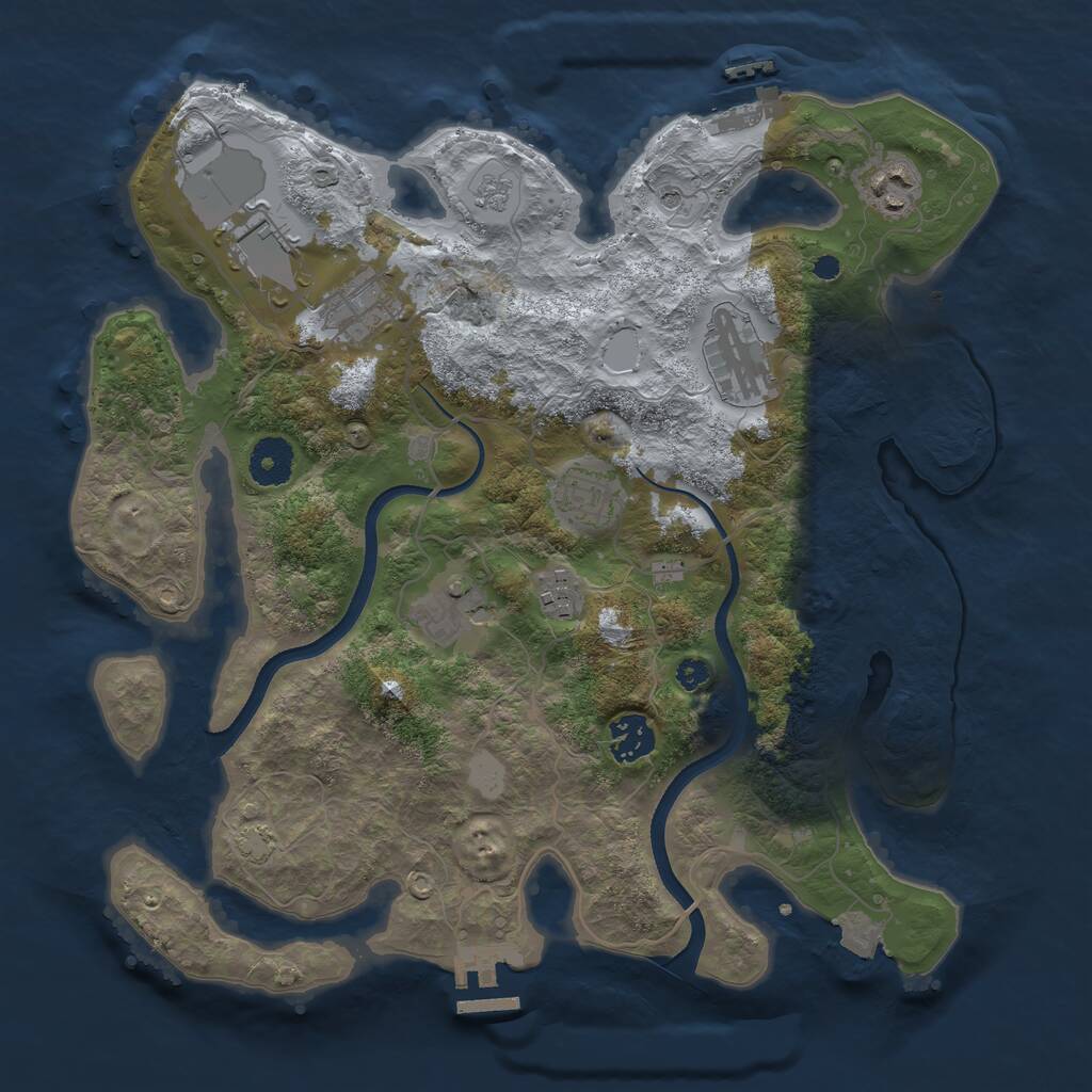 Rust Map: Procedural Map, Size: 3500, Seed: 421, 14 Monuments