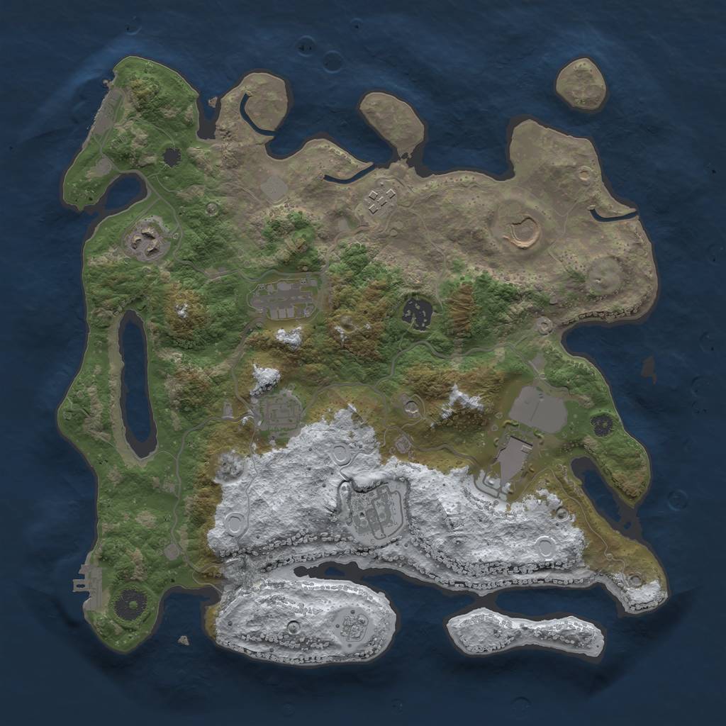 Rust Map: Procedural Map, Size: 3500, Seed: 2079632967, 17 Monuments