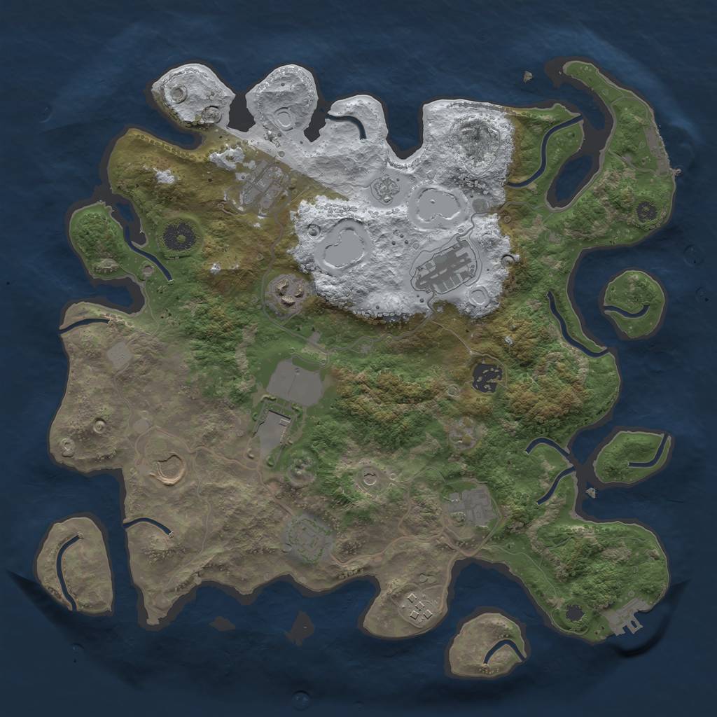 Rust Map: Procedural Map, Size: 3550, Seed: 545667, 18 Monuments