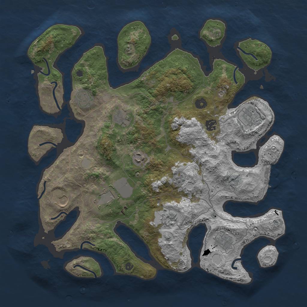 Rust Map: Procedural Map, Size: 4000, Seed: 1258169967, 17 Monuments