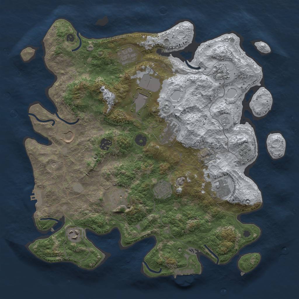 Rust Map: Procedural Map, Size: 3800, Seed: 458213654, 20 Monuments