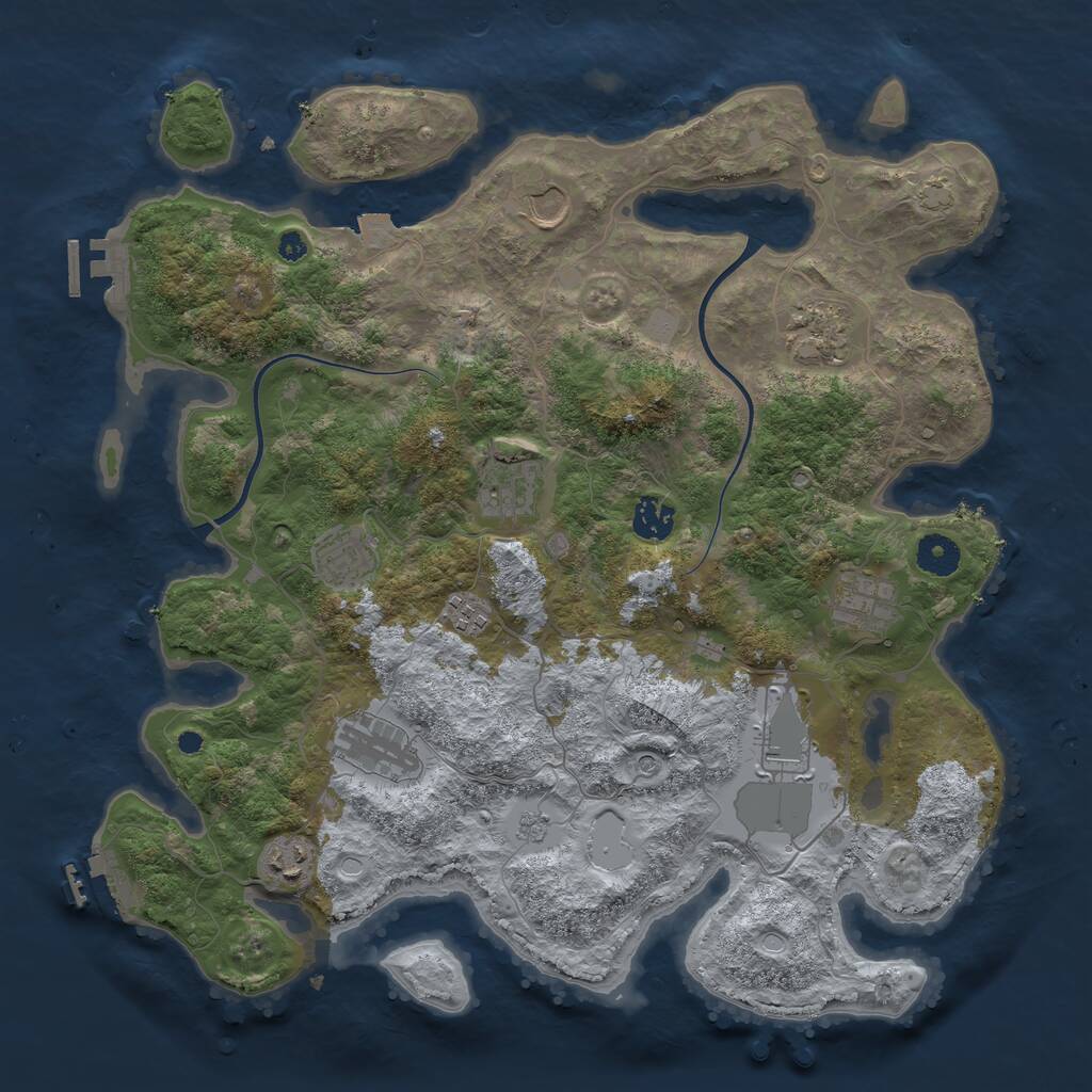 Rust Map: Procedural Map, Size: 3850, Seed: 296054000, 16 Monuments
