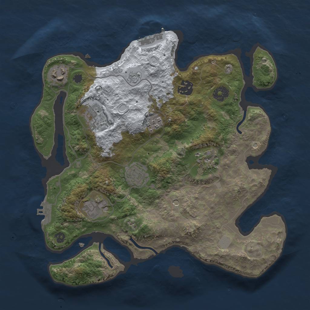 Rust Map: Procedural Map, Size: 3000, Seed: 14323874, 16 Monuments