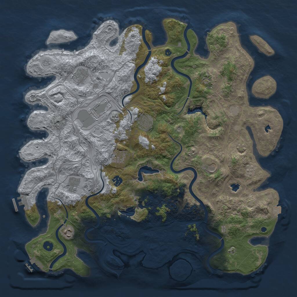 Rust Map: Procedural Map, Size: 4500, Seed: 5447979, 16 Monuments