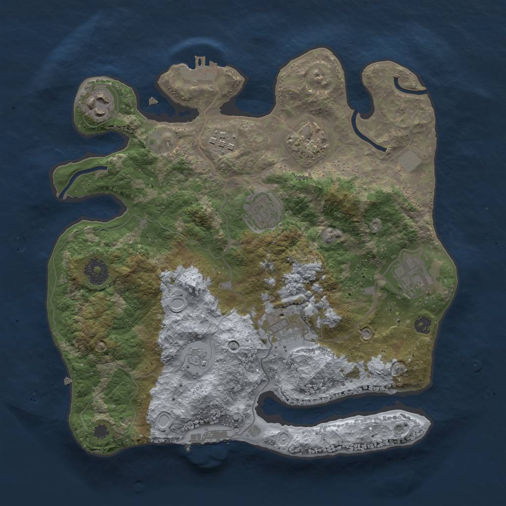 Rust Map: Procedural Map, Size: 3000, Seed: 999999321, 14 Monuments