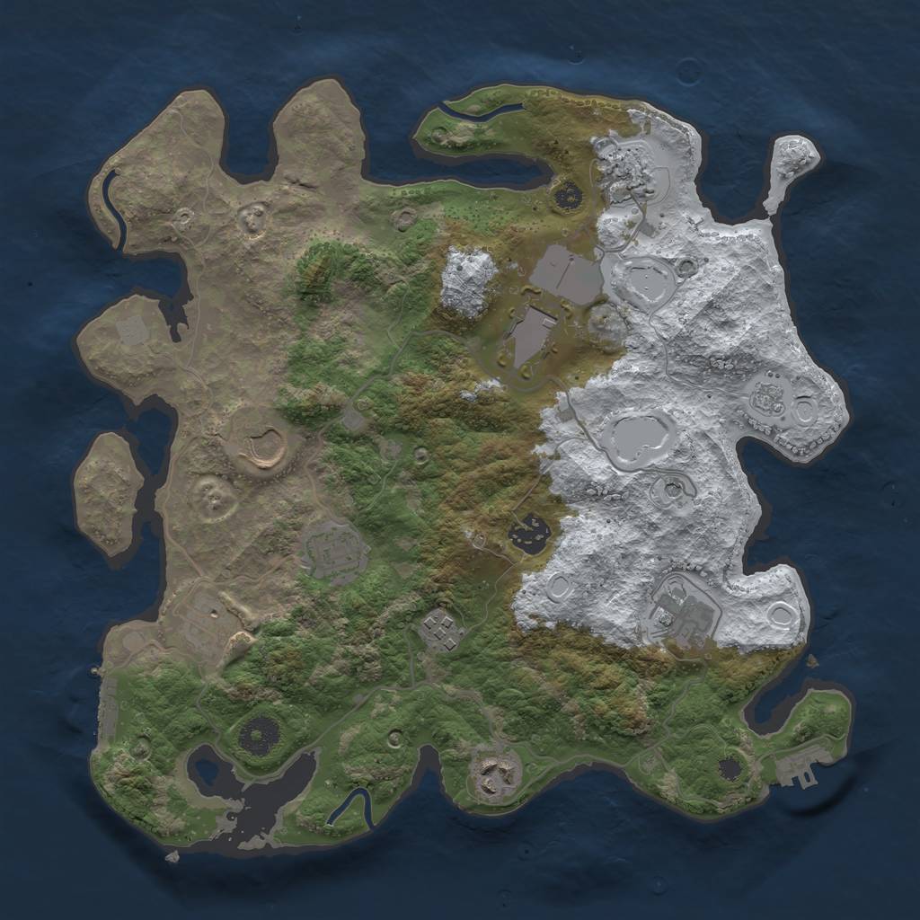 Rust Map: Procedural Map, Size: 3500, Seed: 1770309, 18 Monuments