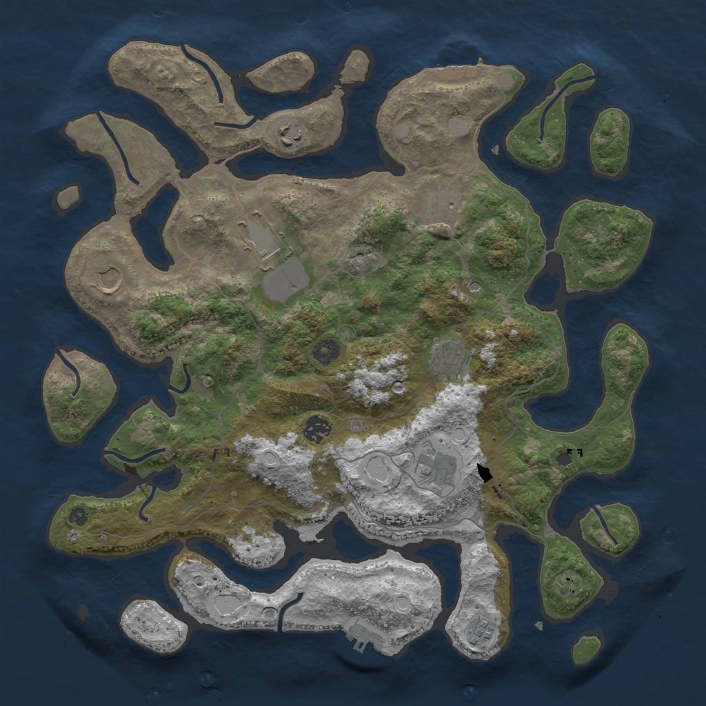 Rust Map: Procedural Map, Size: 4000, Seed: 846251, 16 Monuments