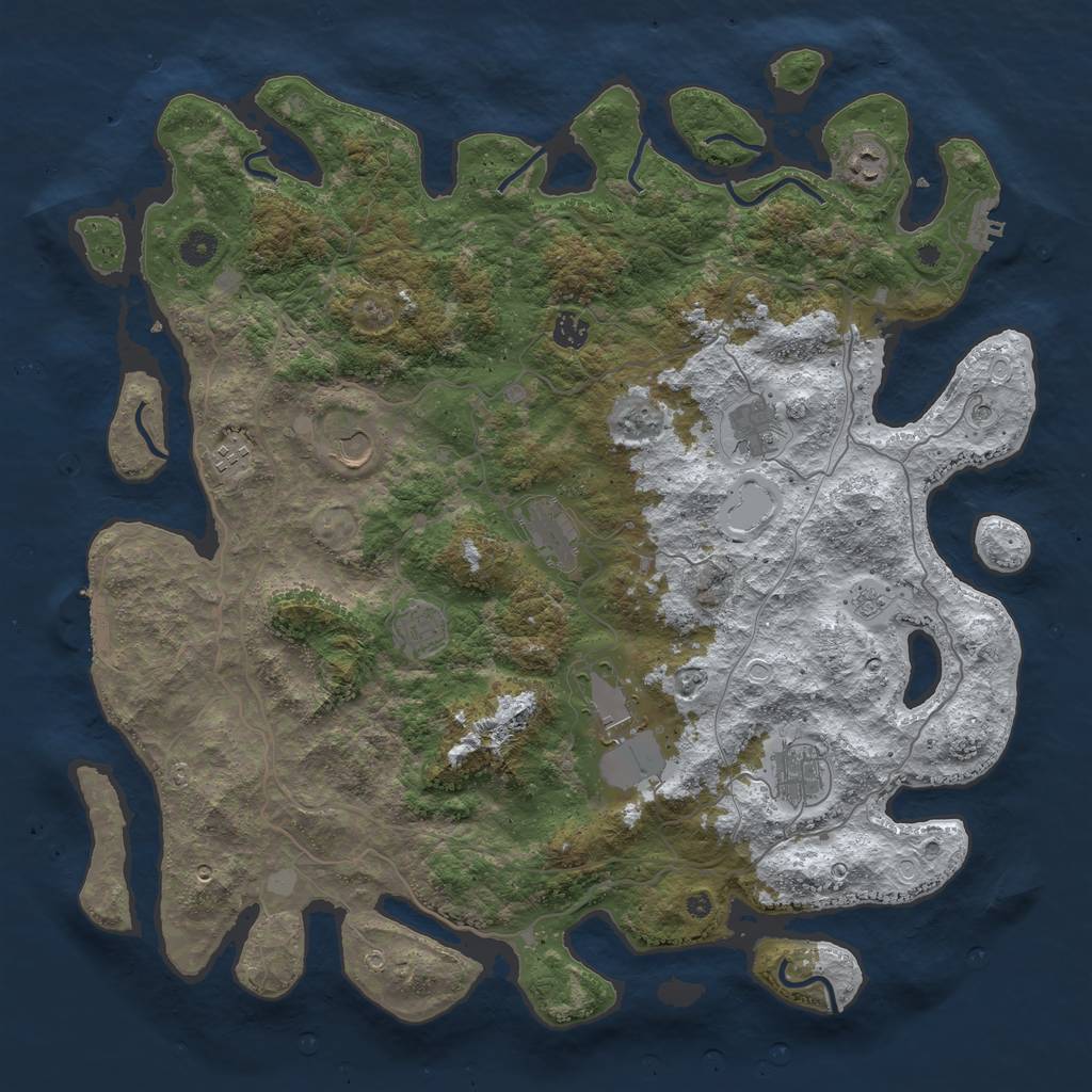 Rust Map: Procedural Map, Size: 4500, Seed: 4923177, 18 Monuments