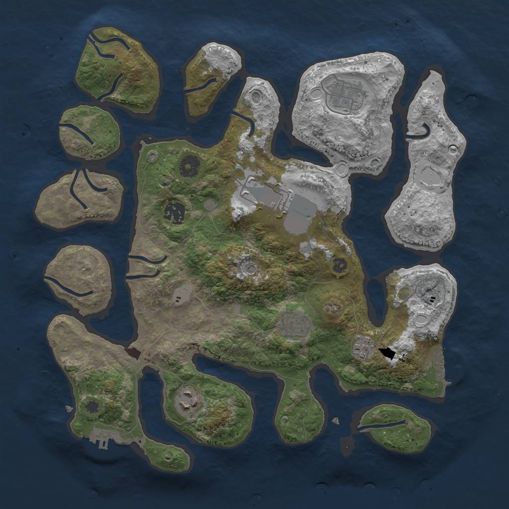 Rust Map: Procedural Map, Size: 3500, Seed: 7196055, 14 Monuments