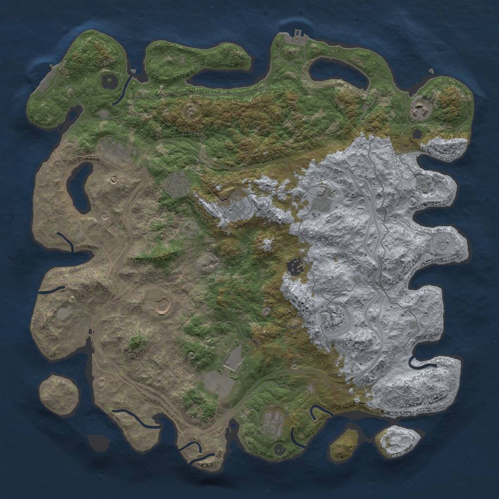 Rust Map: Procedural Map, Size: 4500, Seed: 5198029, 20 Monuments