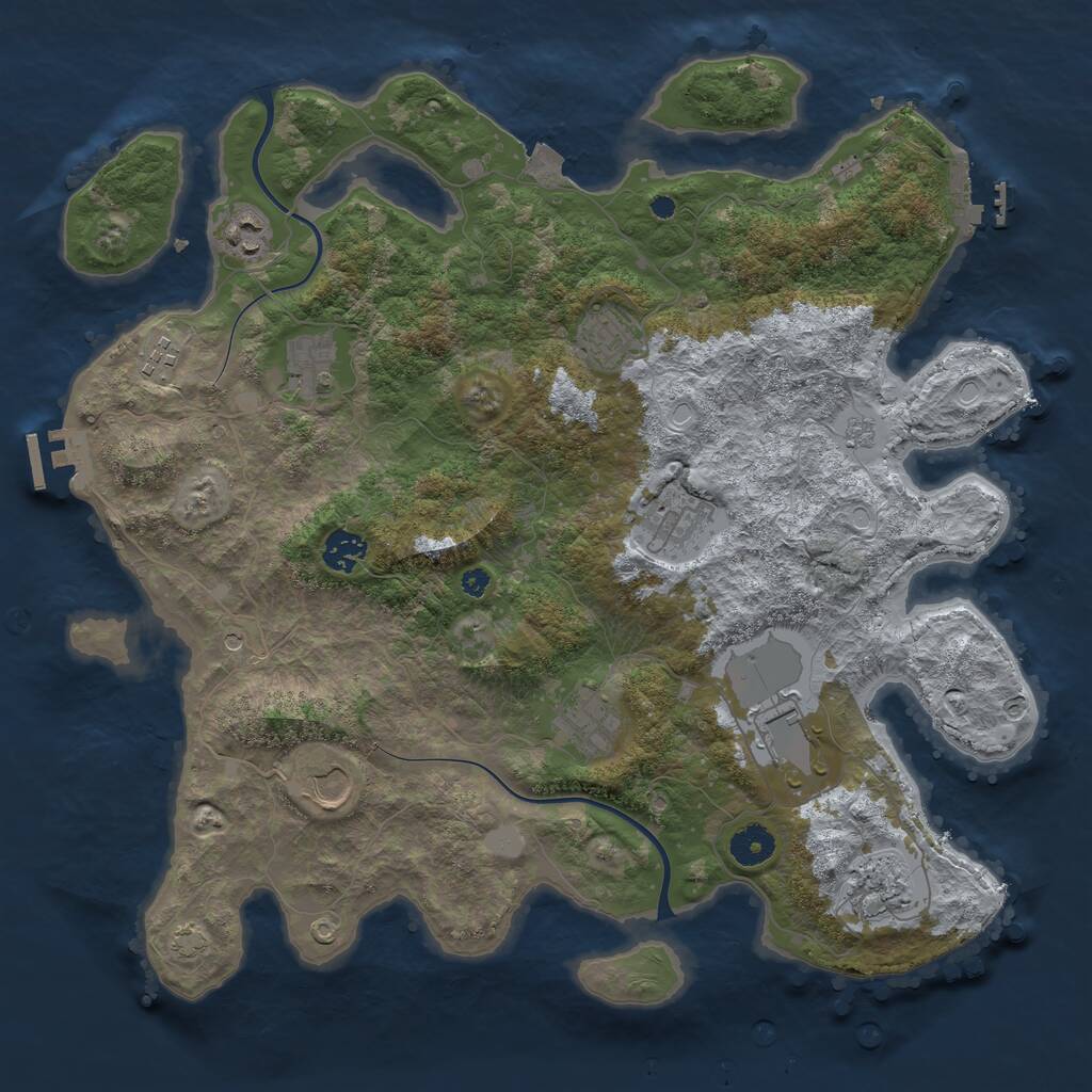 Rust Map: Procedural Map, Size: 3900, Seed: 16719376, 16 Monuments