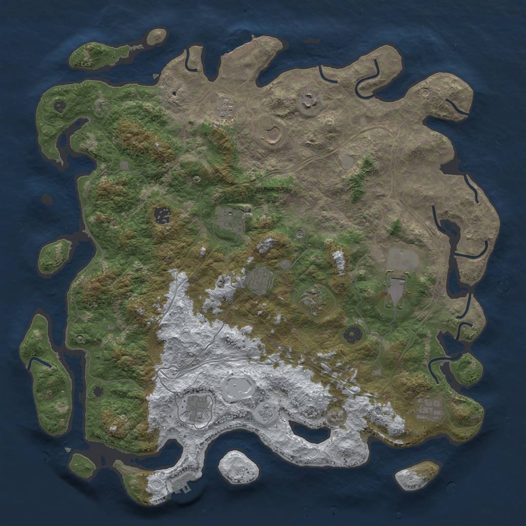 Rust Map: Procedural Map, Size: 4500, Seed: 635185076, 19 Monuments