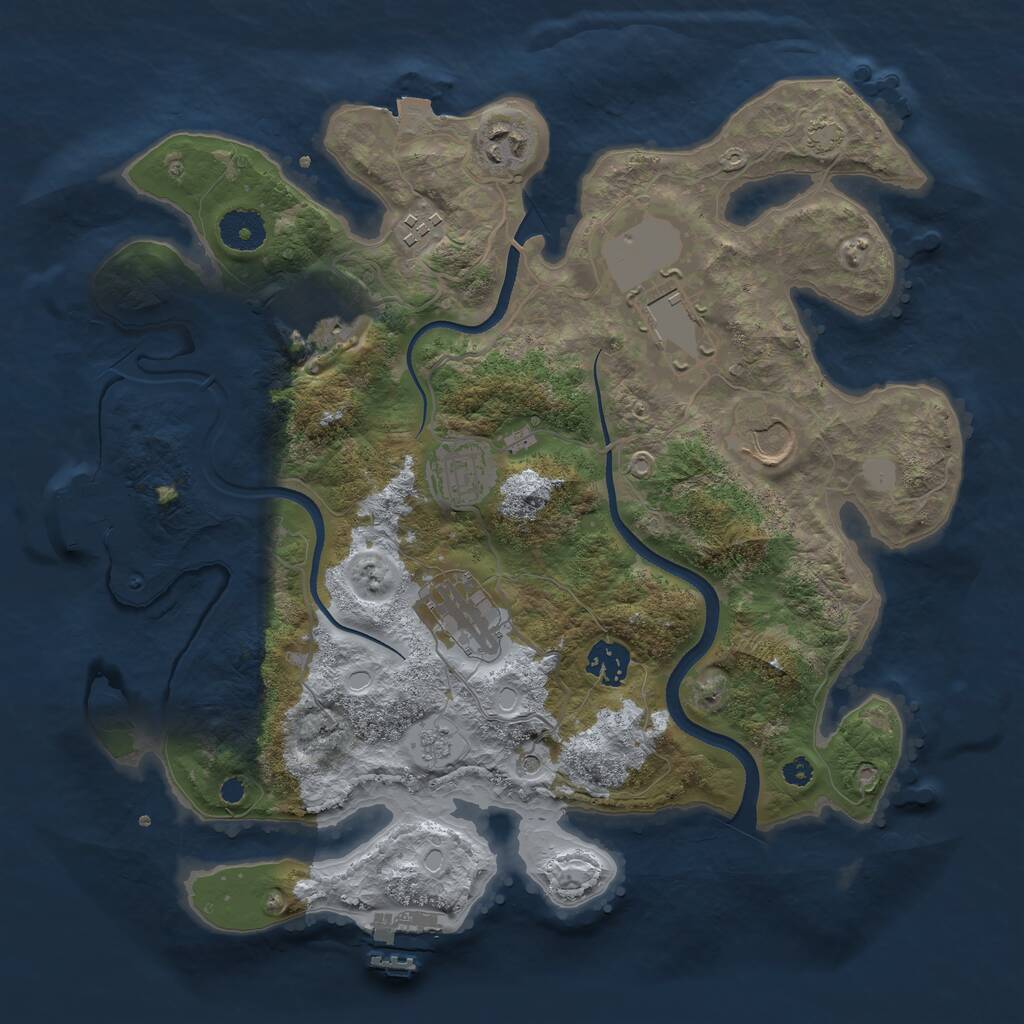 Rust Map: Procedural Map, Size: 3500, Seed: 1913716, 14 Monuments