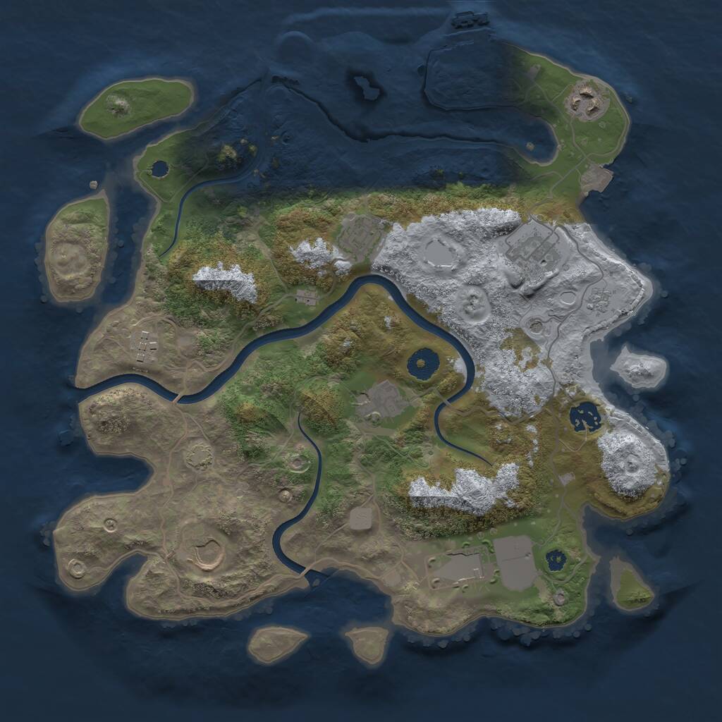 Rust Map: Procedural Map, Size: 3500, Seed: 5510, 13 Monuments