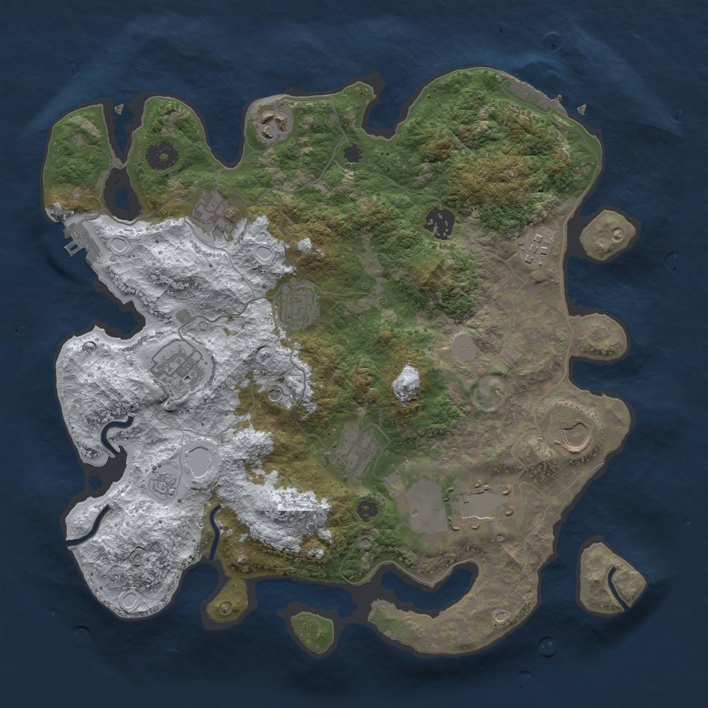 Rust Map: Procedural Map, Size: 3500, Seed: 93311459, 18 Monuments