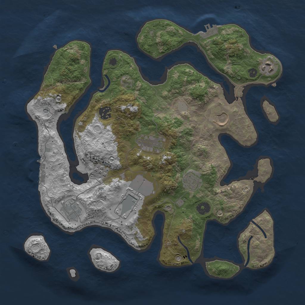 Rust Map: Procedural Map, Size: 3500, Seed: 4456546, 16 Monuments