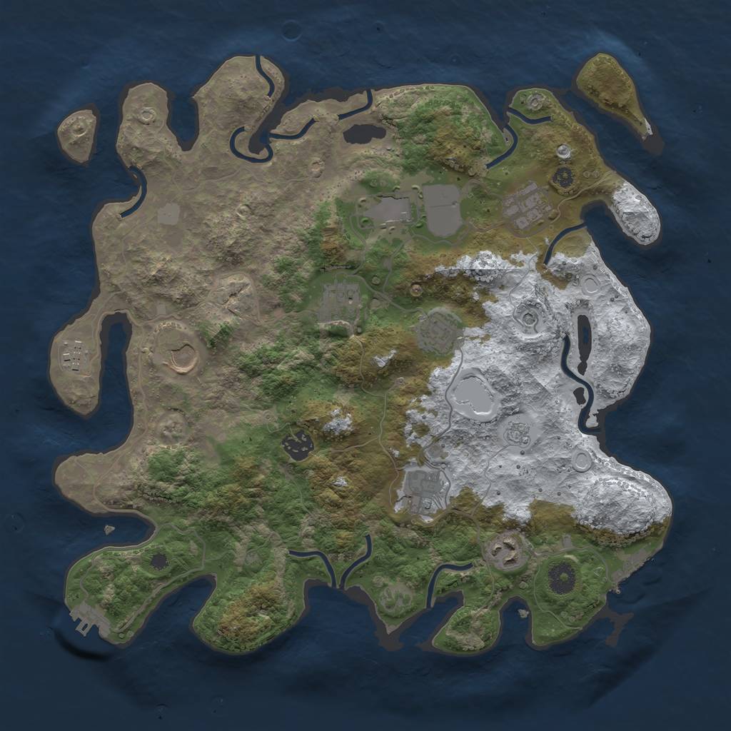 Rust Map: Procedural Map, Size: 3700, Seed: 357524585, 18 Monuments