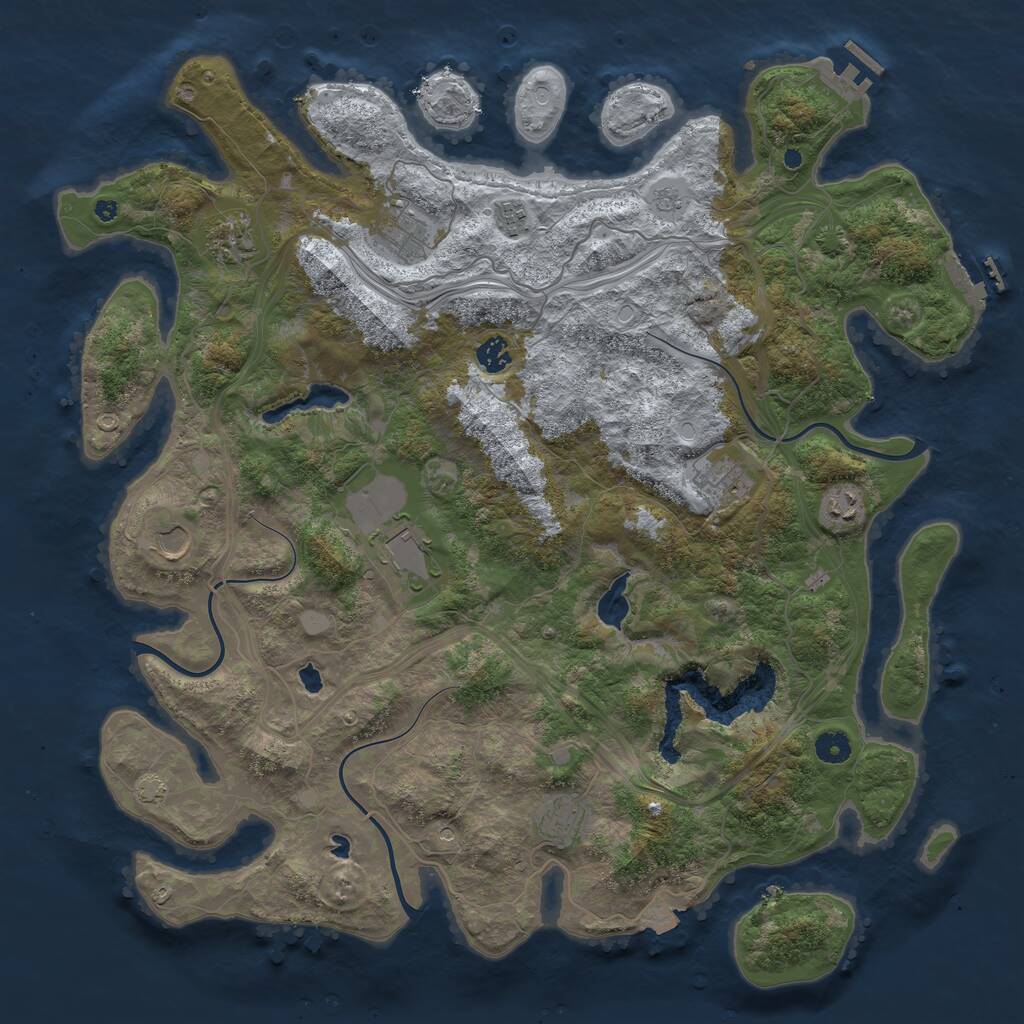 Rust Map: Procedural Map, Size: 4500, Seed: 4956221, 15 Monuments