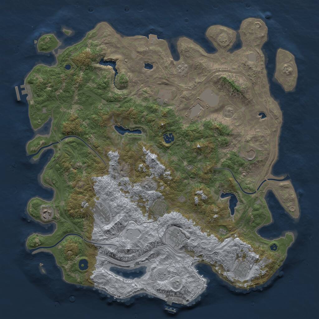 Rust Map: Procedural Map, Size: 4500, Seed: 3653450, 16 Monuments