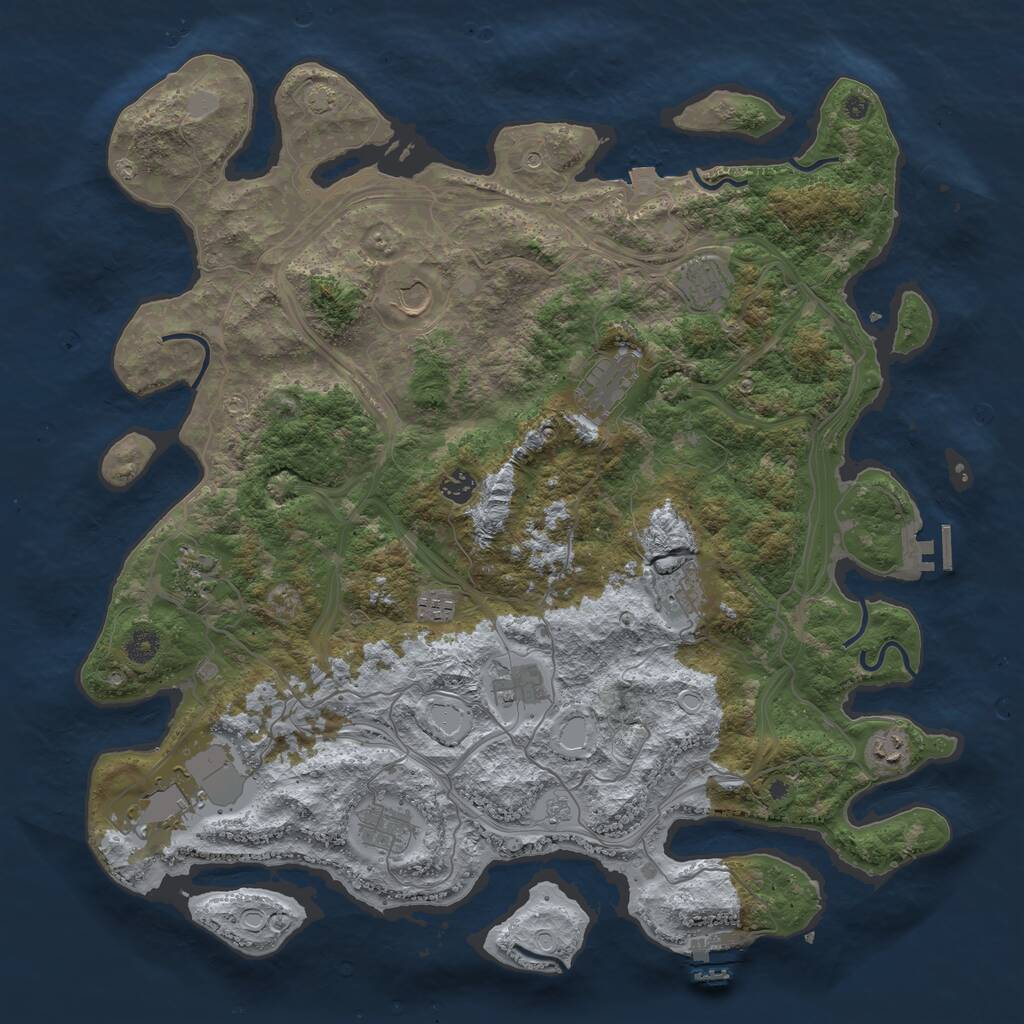 Rust Map: Procedural Map, Size: 4500, Seed: 4585812, 17 Monuments