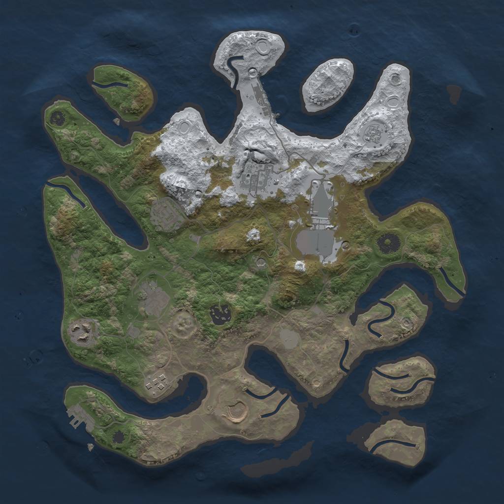 Rust Map: Procedural Map, Size: 3500, Seed: 815693659, 17 Monuments