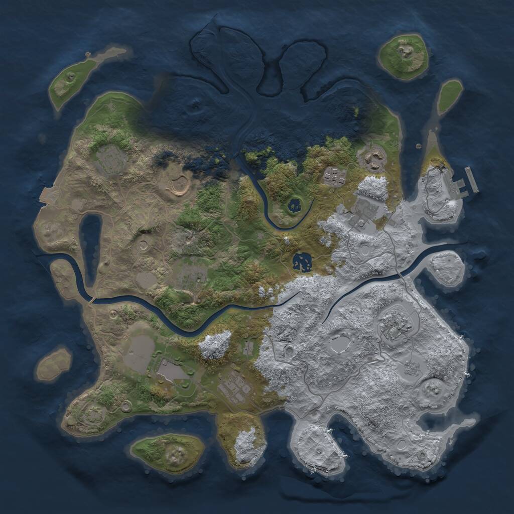 Rust Map: Procedural Map, Size: 3800, Seed: 66664, 15 Monuments