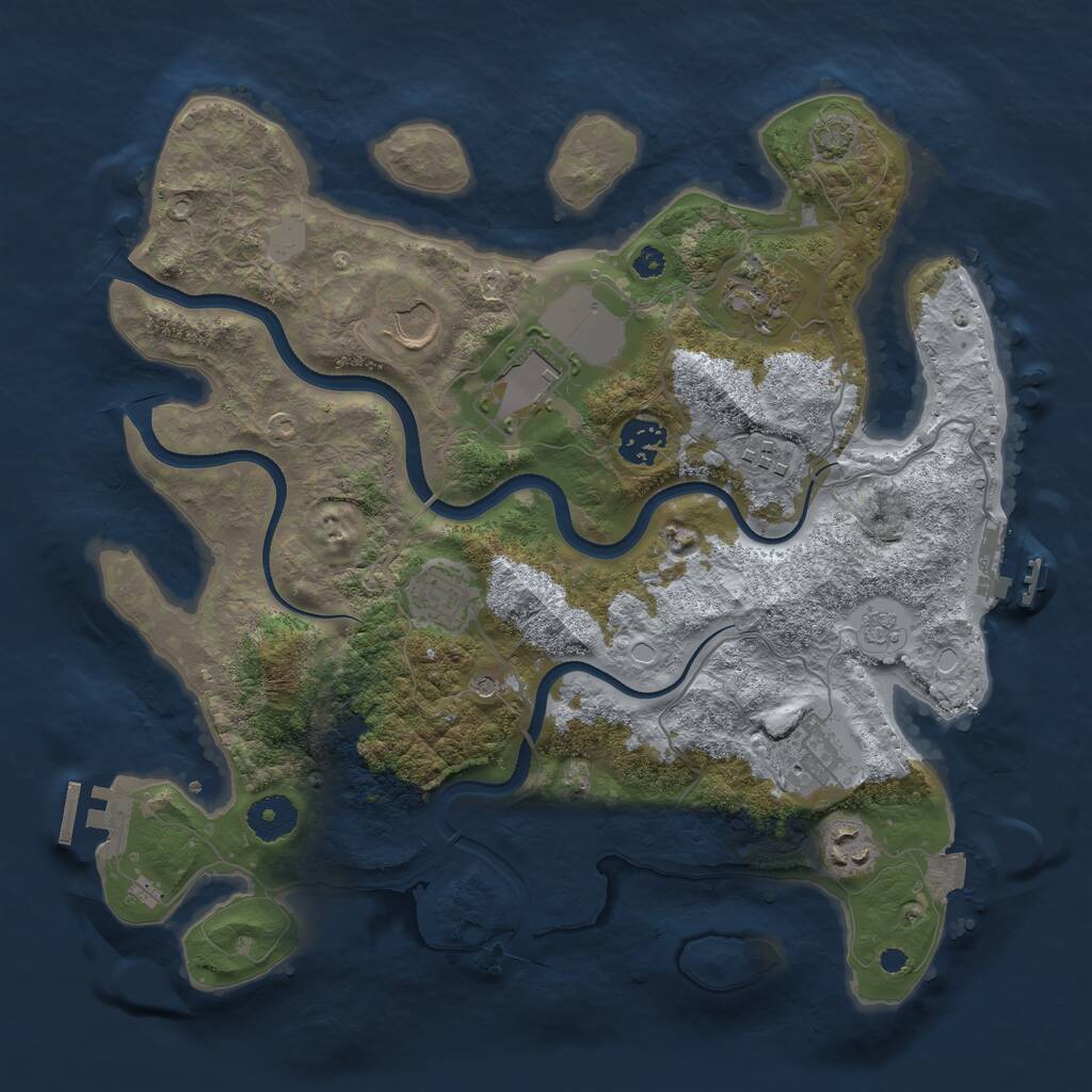 Rust Map: Procedural Map, Size: 3500, Seed: 4198092, 14 Monuments