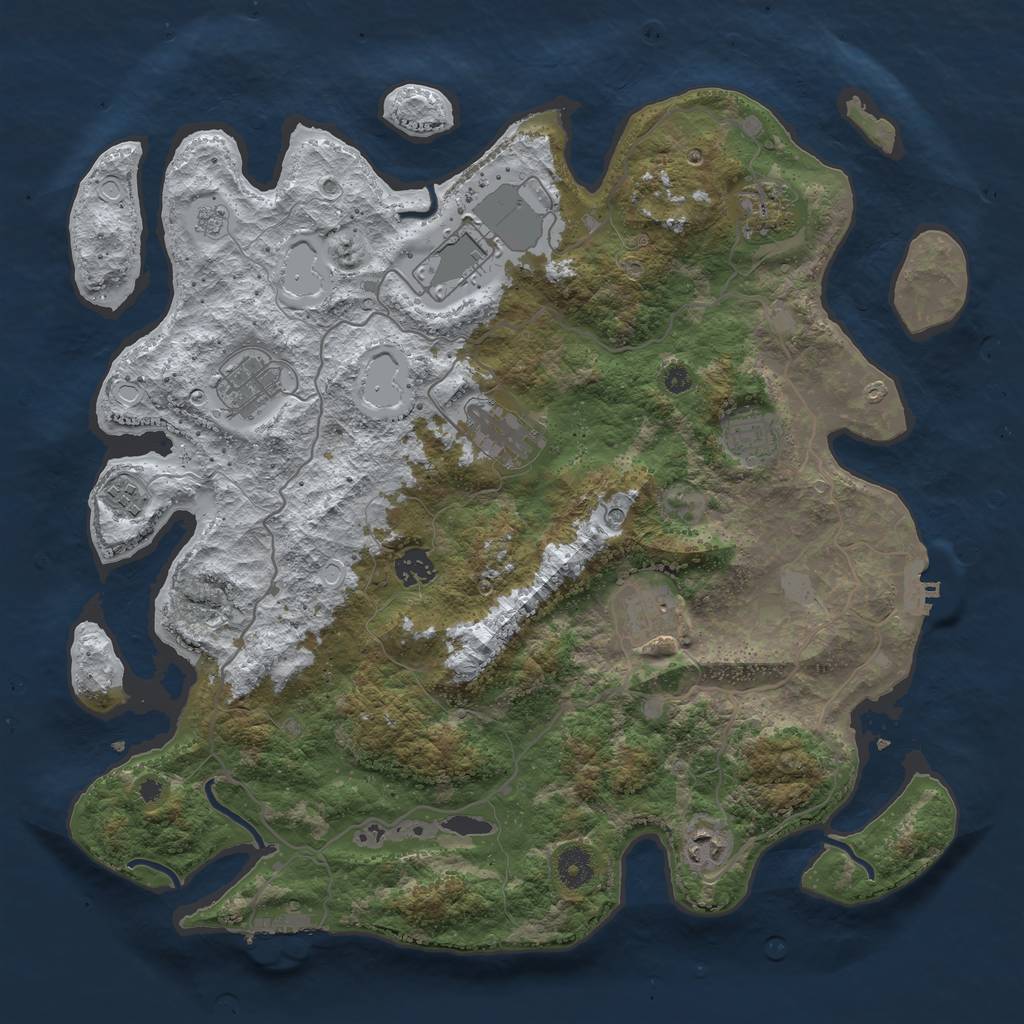 Rust Map: Procedural Map, Size: 4000, Seed: 2325, 18 Monuments