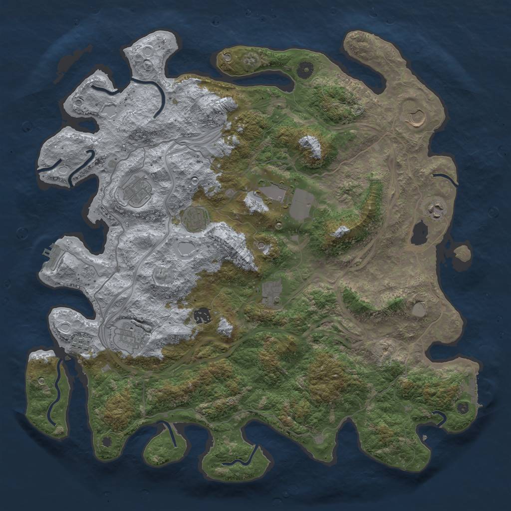 Rust Map: Procedural Map, Size: 4500, Seed: 174853, 16 Monuments