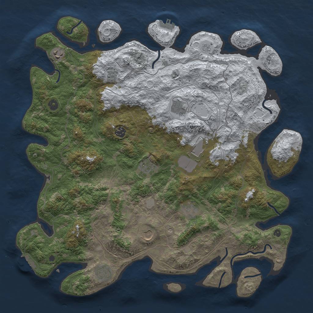 Rust Map: Procedural Map, Size: 4500, Seed: 376288677, 18 Monuments