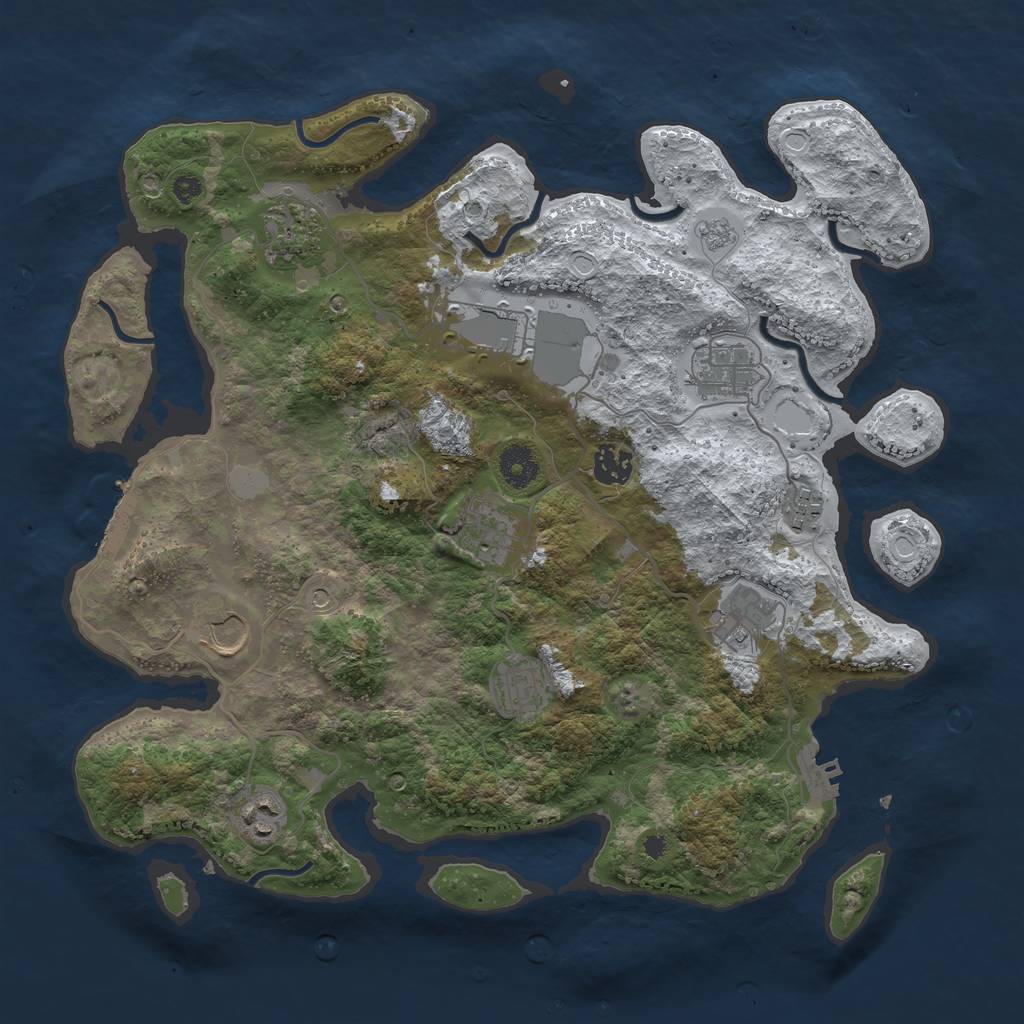 Rust Map: Procedural Map, Size: 3750, Seed: 1234567890, 19 Monuments