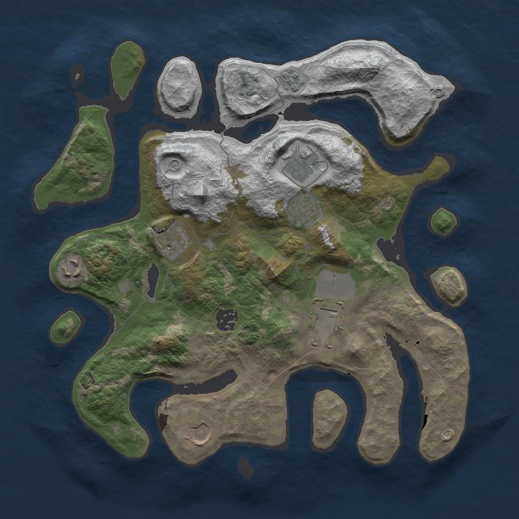 Rust Map: Barren, Size: 3500, Seed: 3174748, 11 Monuments