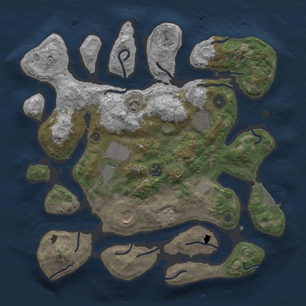 Rust Map: Procedural Map, Size: 3500, Seed: 3154021, 13 Monuments