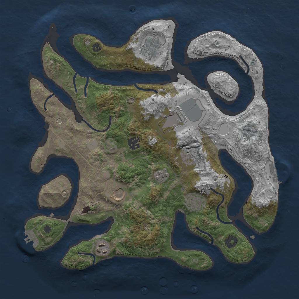 Rust Map: Procedural Map, Size: 3500, Seed: 1992, 16 Monuments