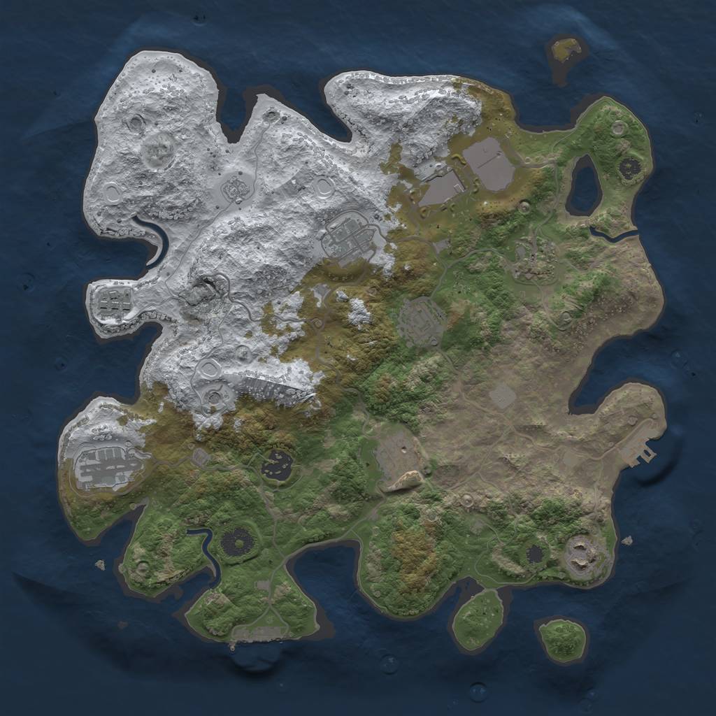 Rust Map: Procedural Map, Size: 3500, Seed: 610069, 18 Monuments