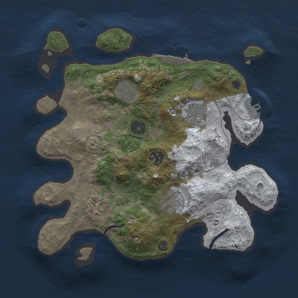 Rust Map: Procedural Map, Size: 3000, Seed: 695636286, 13 Monuments