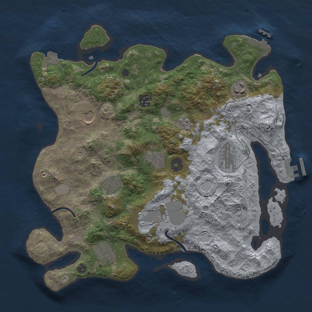 Rust Map: Procedural Map, Size: 3500, Seed: 98765432, 15 Monuments