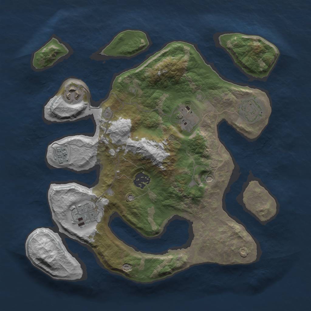 Rust Map: Barren, Size: 3000, Seed: 936036540, 9 Monuments