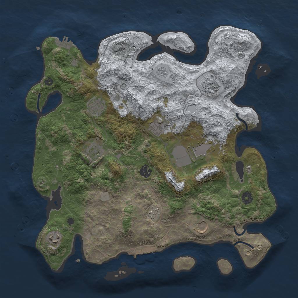 Rust Map: Procedural Map, Size: 3700, Seed: 2072480, 18 Monuments