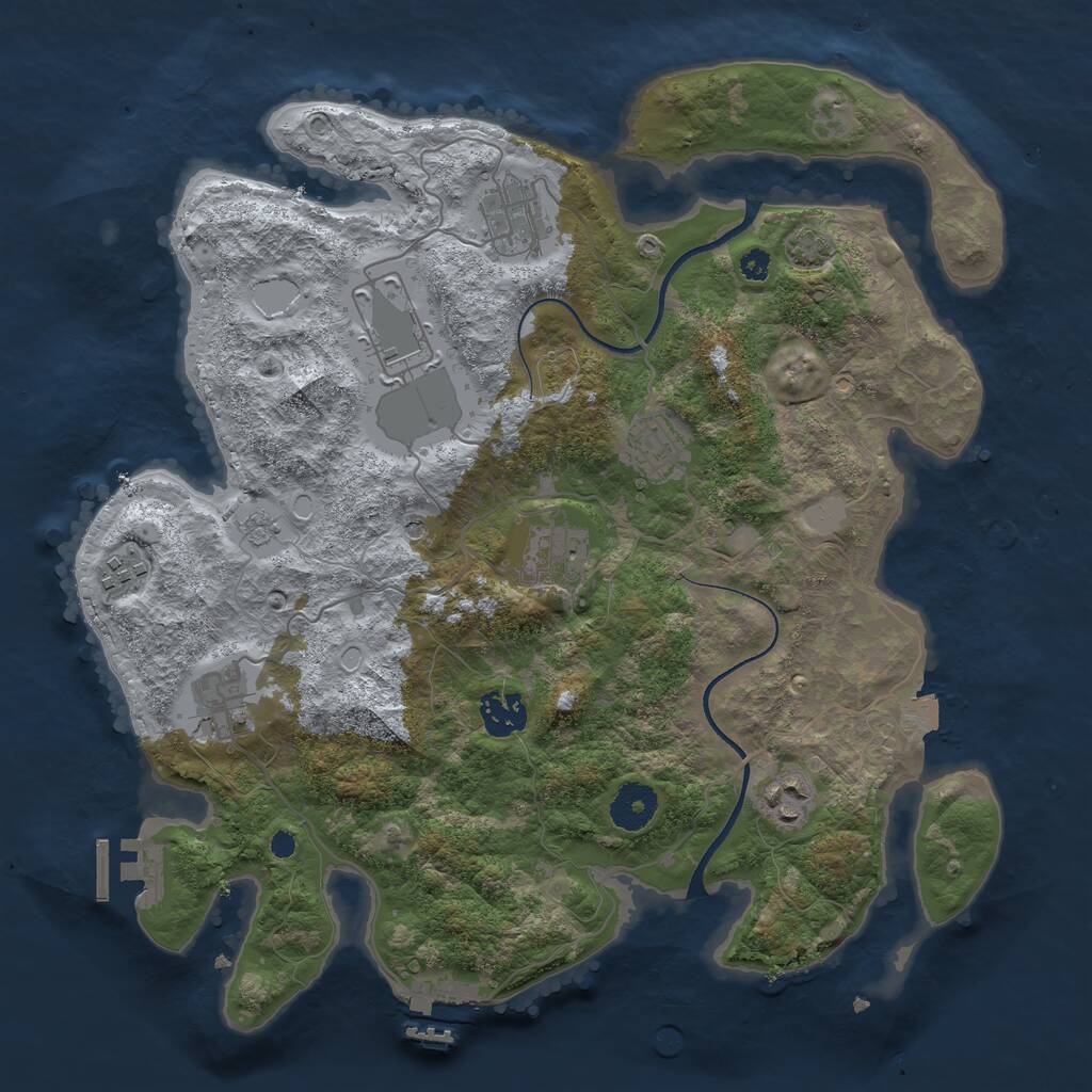 Rust Map: Procedural Map, Size: 3500, Seed: 1913004235, 14 Monuments