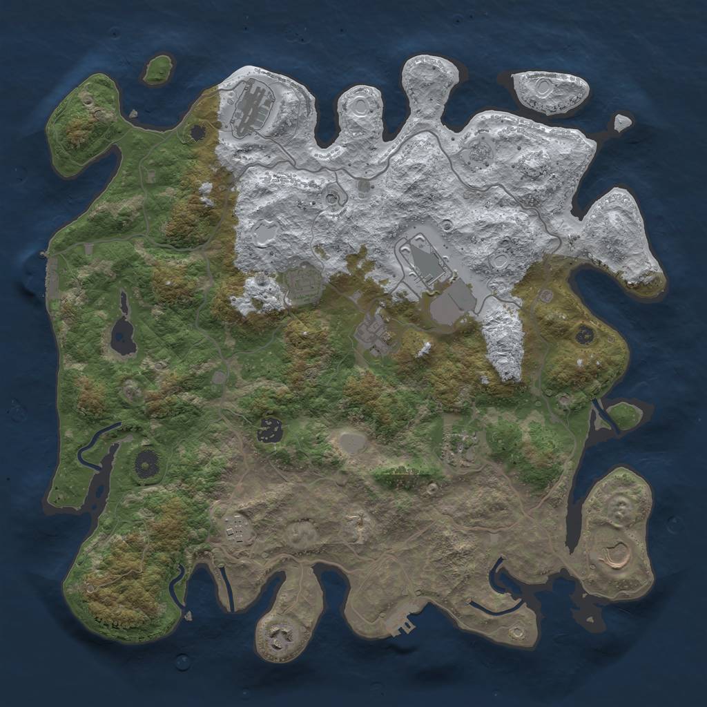 Rust Map: Procedural Map, Size: 4000, Seed: 751776505, 18 Monuments