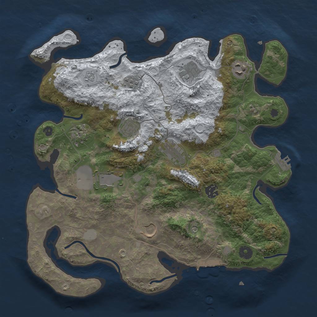 Rust Map: Procedural Map, Size: 3500, Seed: 8813, 18 Monuments