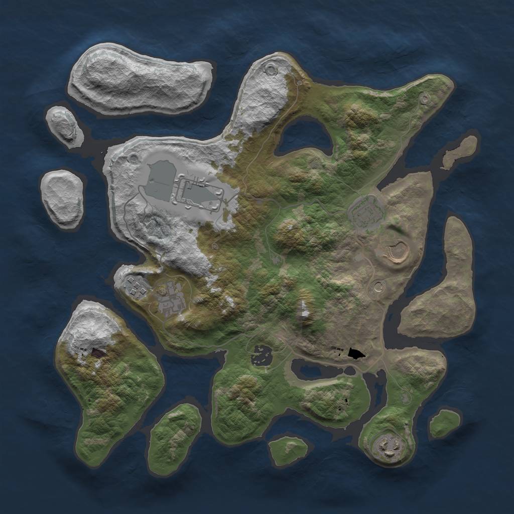 Rust Map: Barren, Size: 3500, Seed: 920131, 10 Monuments